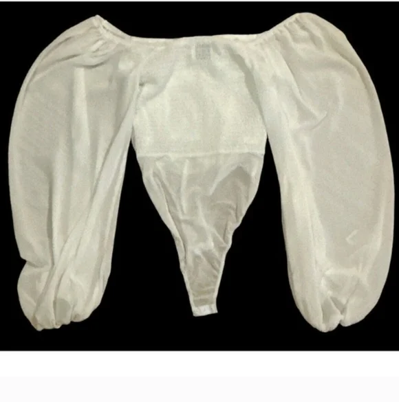 Princess Polly White Sheer Long-Sleeve Ruched Bodysuit - Picture 3 of 6